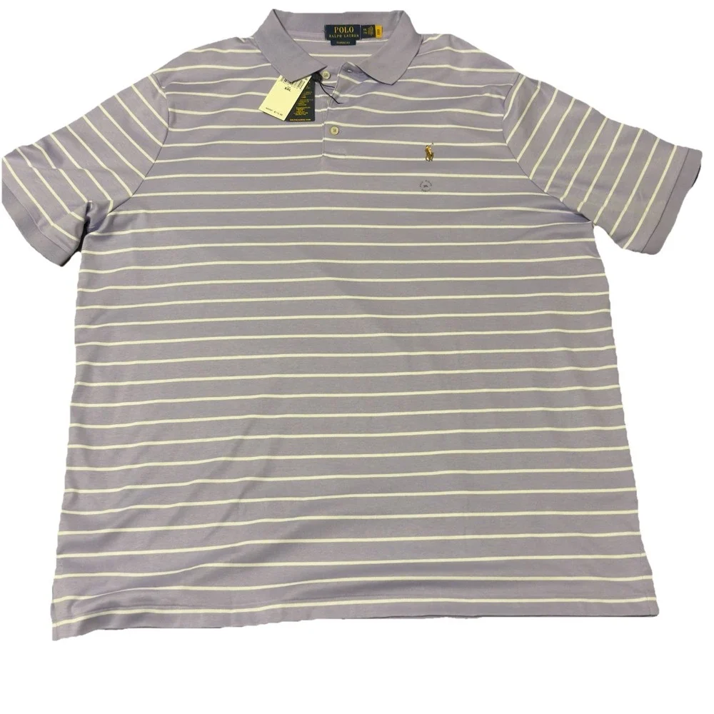 Polo Ralph Lauren Soft Cotton Polo Shirt Mens 2XL‎ Sky Lavender White Classic